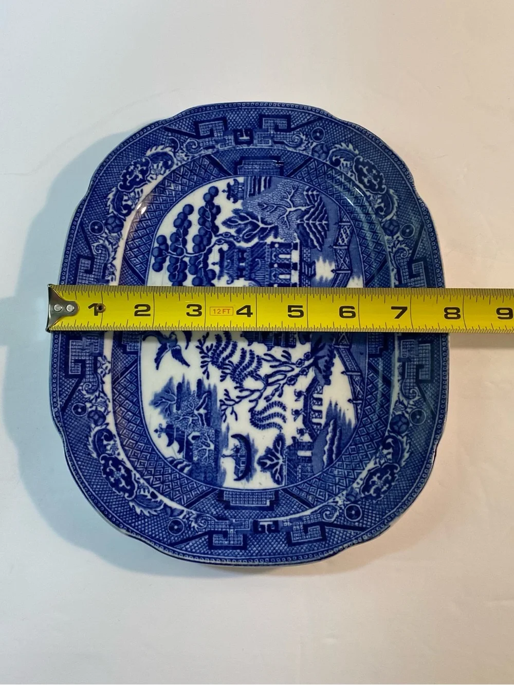 Allertons Blue Willow Vintage Antique Serving Plate Platter 9.5” x 7.75” England